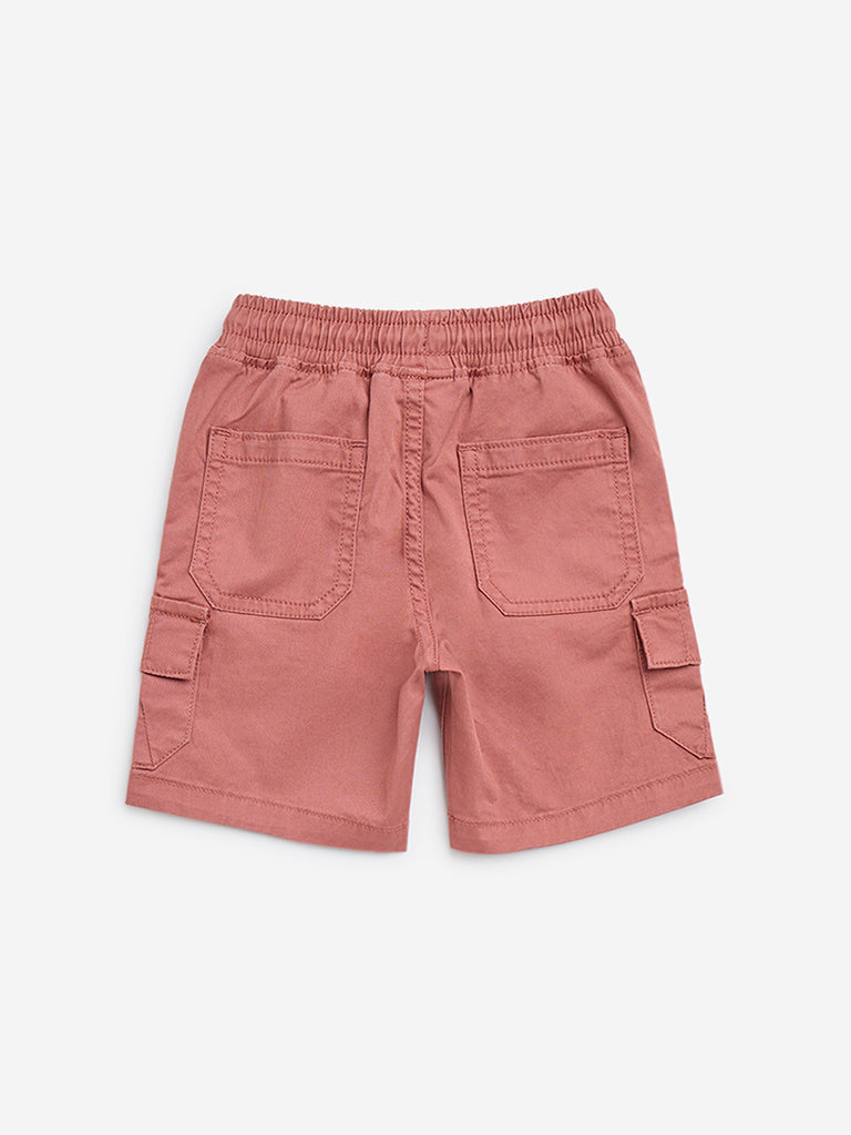 HOP Kids Dusty Pink Mid-Rise Cotton-Blend Shorts - Image 3