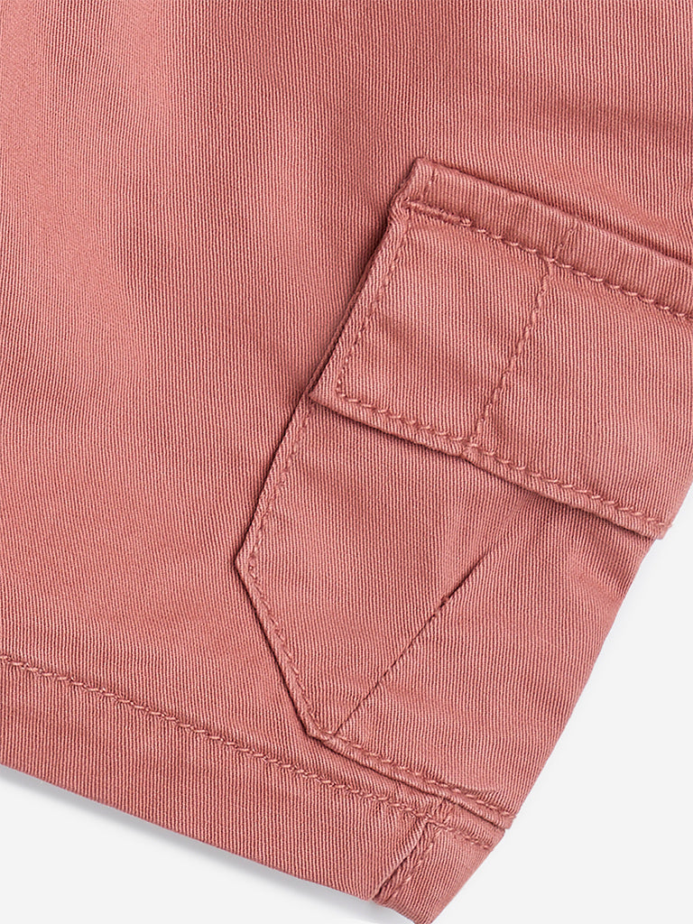 HOP Kids Dusty Pink Mid-Rise Cotton-Blend Shorts - Image 4