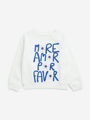 HOP Kids Off-White Text-Detailed Cotton-Blend Sweatshirt