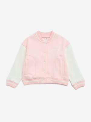 HOP Kids Pink Varsity-Style Cotton-Blend Jacket