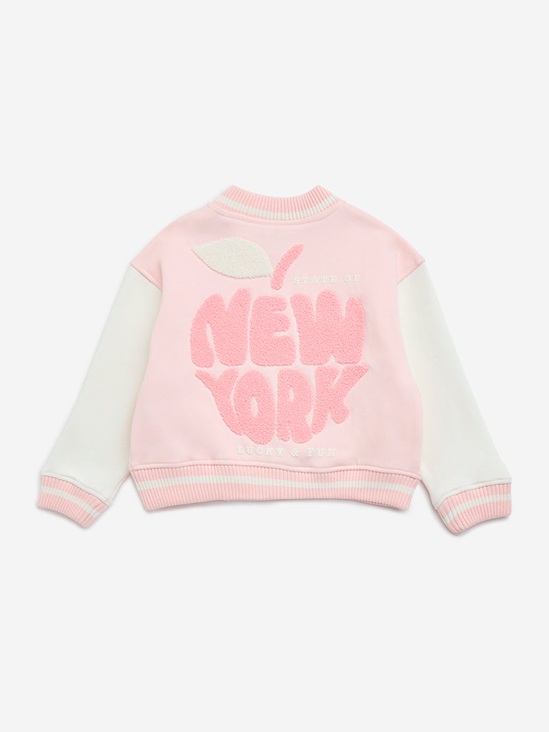 HOP Kids Pink Varsity-Style Cotton-Blend Jacket - Image 2