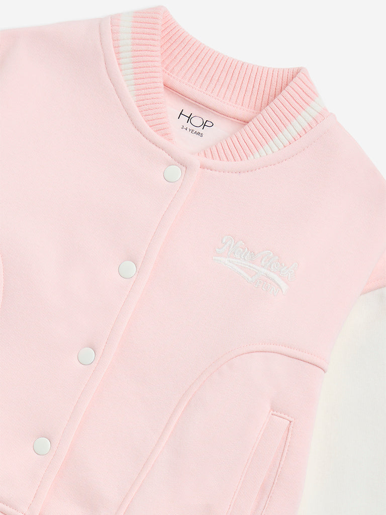 HOP Kids Pink Varsity-Style Cotton-Blend Jacket - Image 3