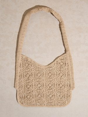 Westside Home Beige Crochet Knitted Bag