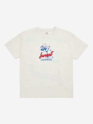 Y&F Kids Off-White Typographic Design Cotton T-Shirt