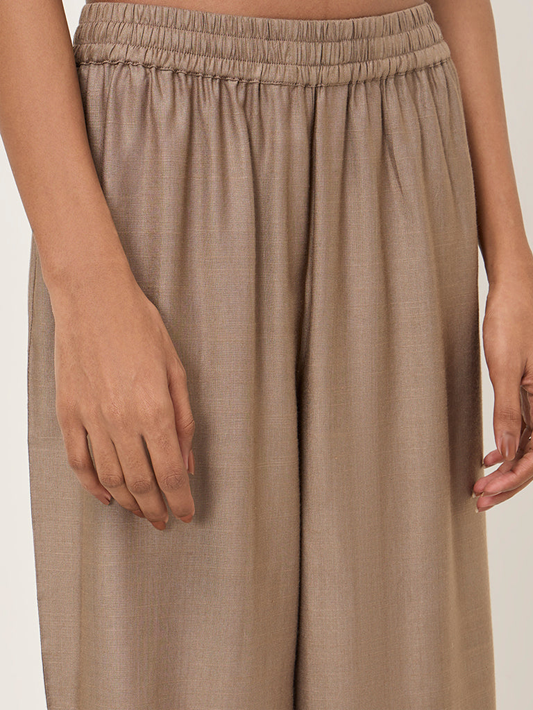 Zuba Light Taupe High-Rise Ethnic Pants - Image 5