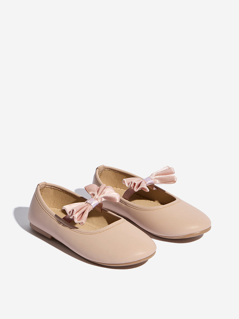Yellow Blush Pink Bow-Adorned Mary Jane Shoes - Image 2