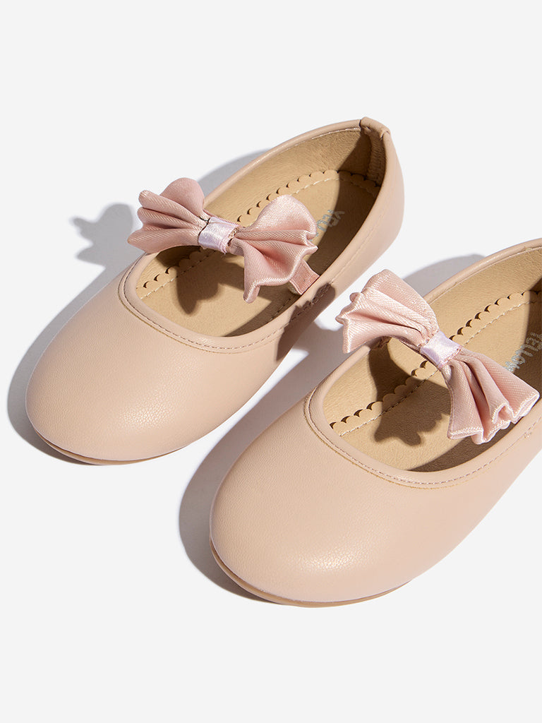 Yellow Blush Pink Bow-Adorned Mary Jane Shoes - Image 3