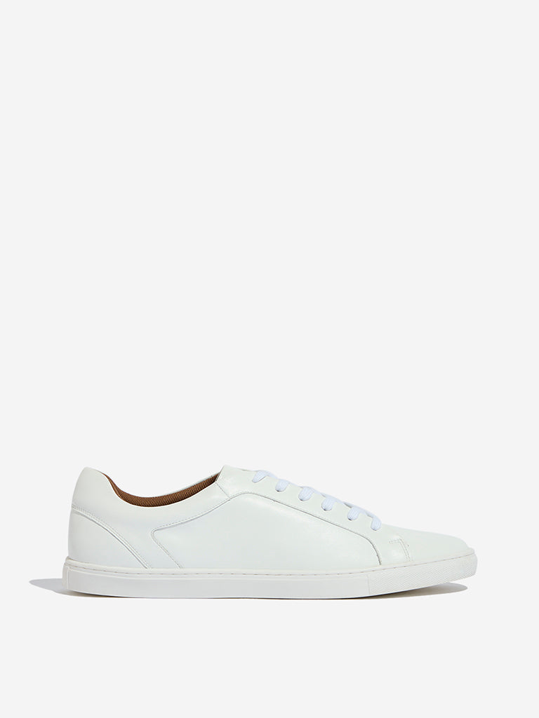 SOLEPLAY White Genuine Leather Lace-Up Sneakers
