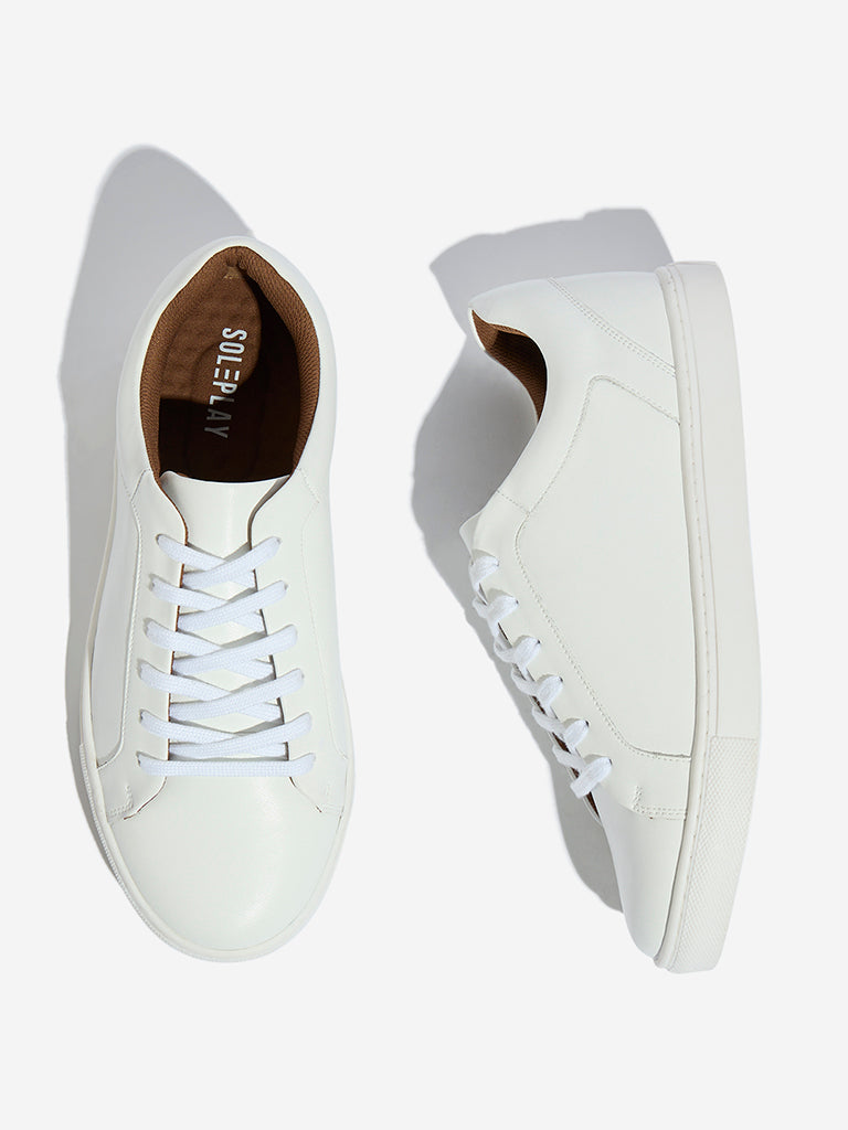 SOLEPLAY White Genuine Leather Lace-Up Sneakers - Image 3