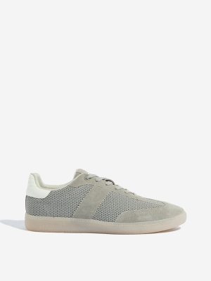 SOLEPLAY Grey Suede Leather Lace-Up Sneakers