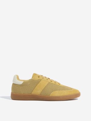 SOLEPLAY Yellow Suede Leather Lace-Up Sneakers