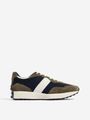 SOLEPLAY Olive Colour-Blocked Lace-Up Sneakers