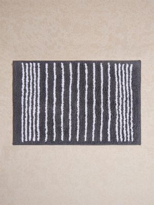 Westside Home Charcoal Stripe Printed Bath Mat