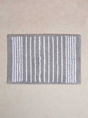 Westside Home Grey Stripe Printed Bathmat