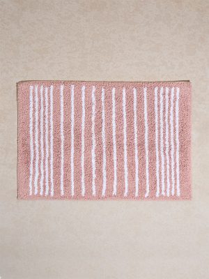 Westside Home Light Pink Stripe Printed Bathmat