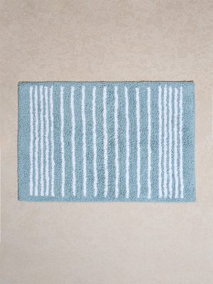 Westside Home Turquoise Stripe Printed Bath Mat