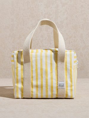 Westside Home Yellow Stripe Printed Lunch Bag
