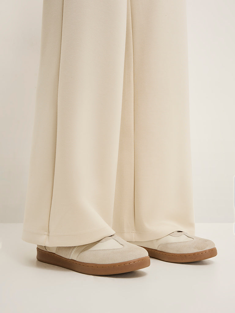 LOV Beige Solid High-Rise Track Pants - Image 2
