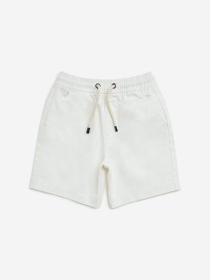HOP Kids Off-White Mid-Rise Cotton-Blend Shorts