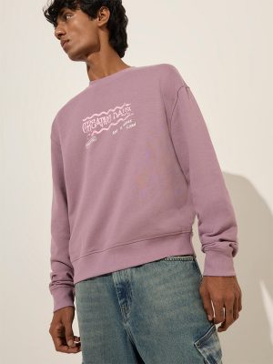 Nuon Lilac Text Design Relaxed-Fit Cotton Sweatshirt