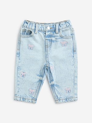 HOP Baby Light Blue Washed Relaxed-Fit Mid-Rise Jeans