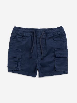 HOP Baby Navy Cargo-Style Mid-Rise Cotton Shorts