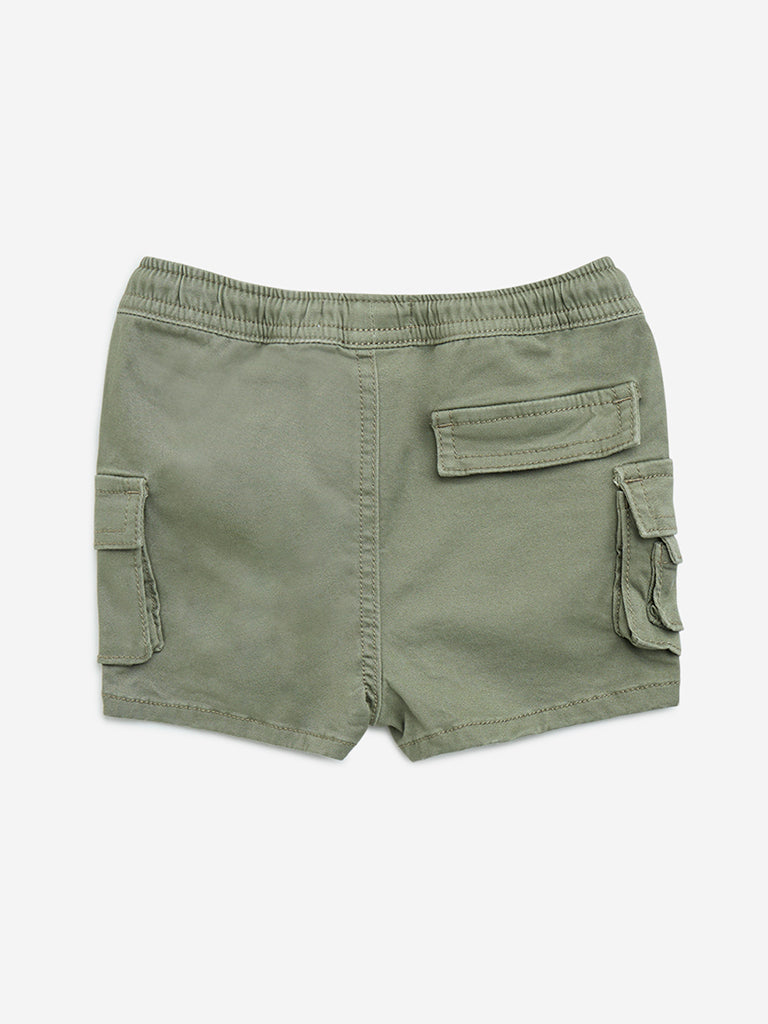 HOP Baby Olive Cargo-Style Mid-Rise Cotton Shorts - Image 3