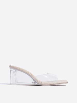 LUNA BLU Ivory Vinyl Heel Sandals