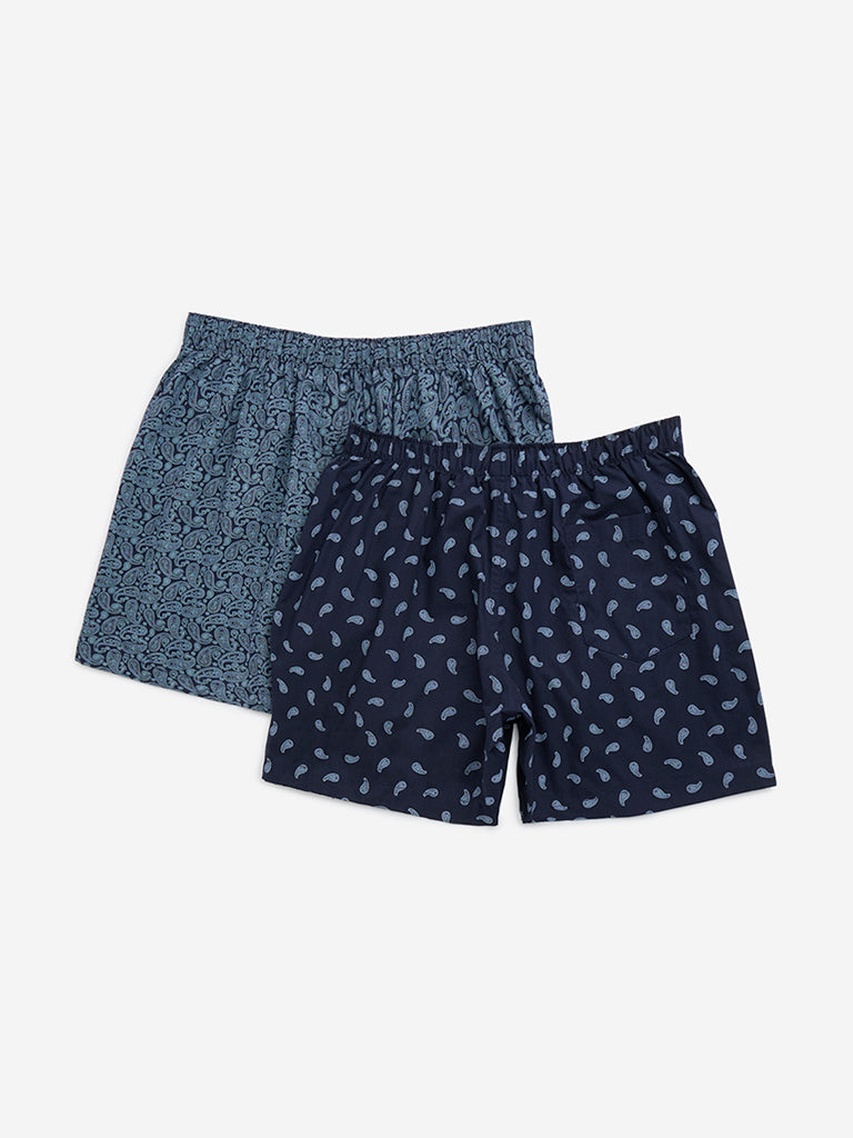 WES Lounge Navy Relaxed-Fit Cotton Boxers - Pack of 2 - Image 2