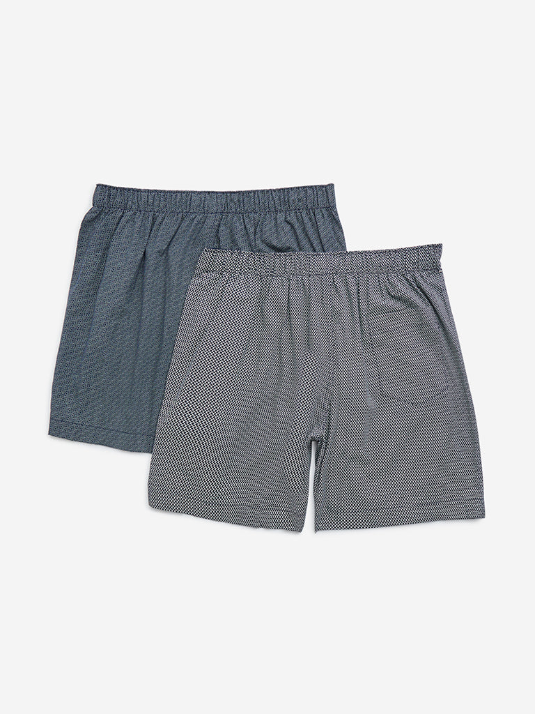 WES Lounge Navy Relaxed-Fit Cotton Boxers - Pack of 2 - Image 2