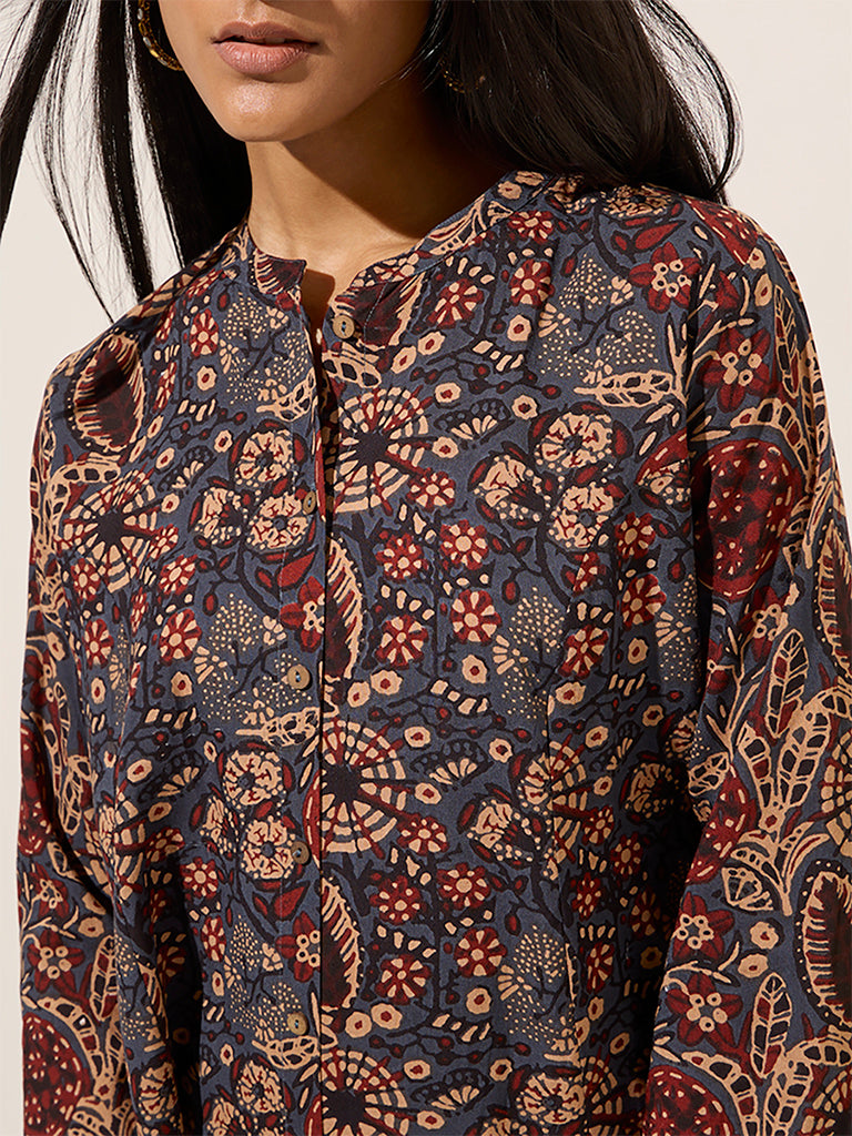 Utsa Navy Buta Printed A-Line Kurta - Image 3