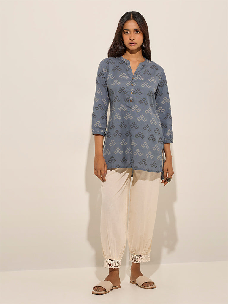 Utsa Light Beige Crochet-Detailed Harem-Style Ethnic Pants