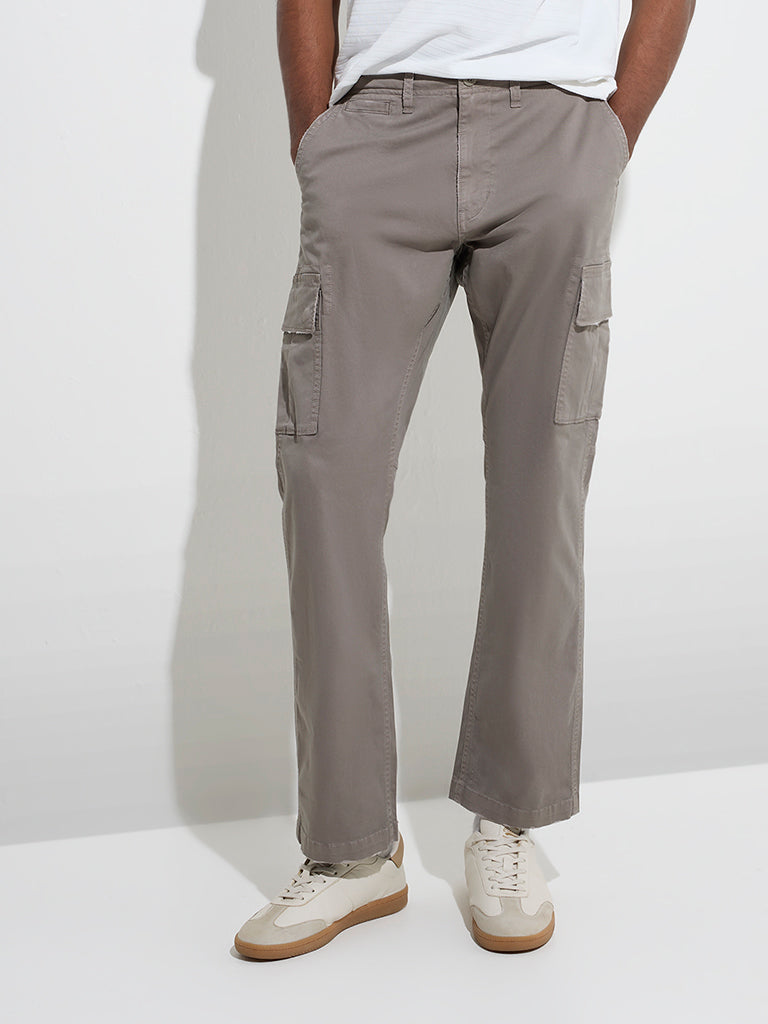 WES Casuals Grey Relaxed-Fit Mid-Rise Cargo Jeans - Image 3