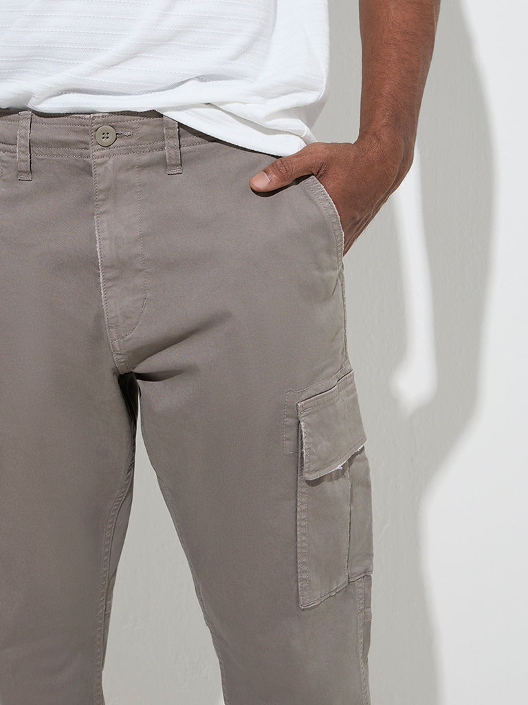 WES Casuals Grey Relaxed-Fit Mid-Rise Cargo Jeans - Image 2