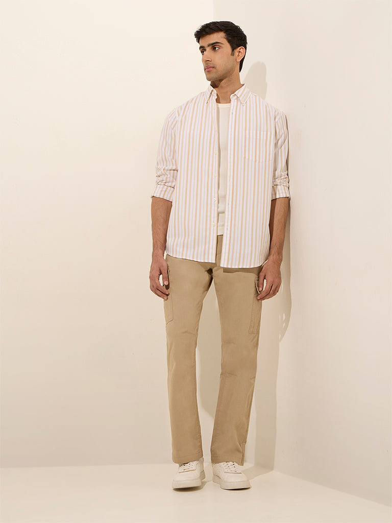 WES Casuals Multicolour Striped Relaxed-Fit Cotton Shirt - Image 3