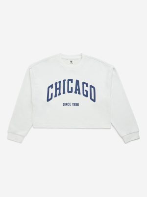 Y&F Kids White Text Patterned Cotton-Blend Sweatshirt