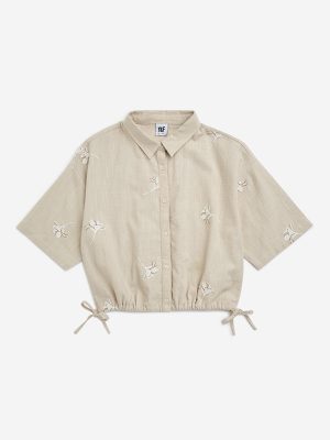 Y&F Kids Beige Floral Printed Cotton Shirt