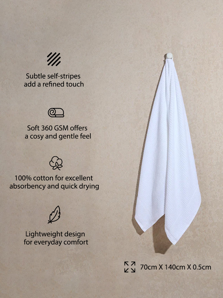Westside Home White Self-Striped Bath Towel - Image 4
