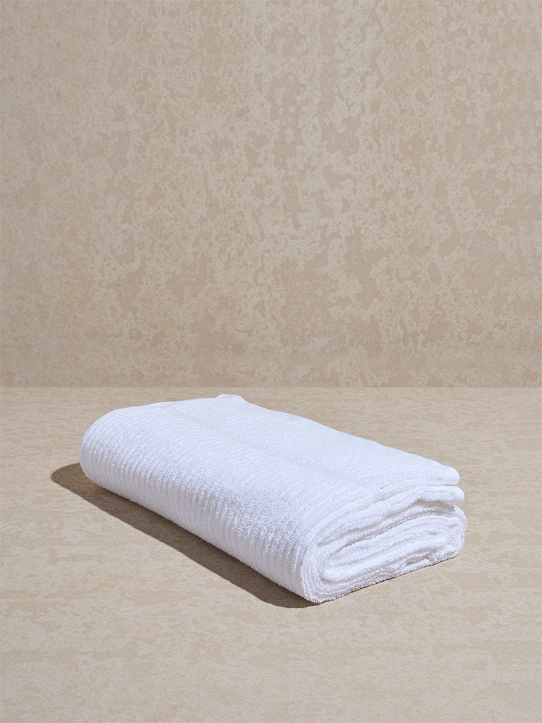 Westside Home White Self-Striped Bath Towel