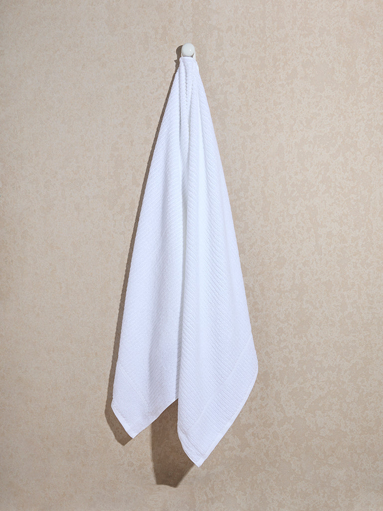 Westside Home White Self-Striped Bath Towel - Image 2