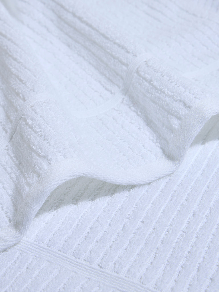 Westside Home White Self-Striped Bath Towel - Image 3