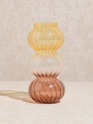 Westside Home Multicolour Ombre-Finish Ribbed Glass Vase
