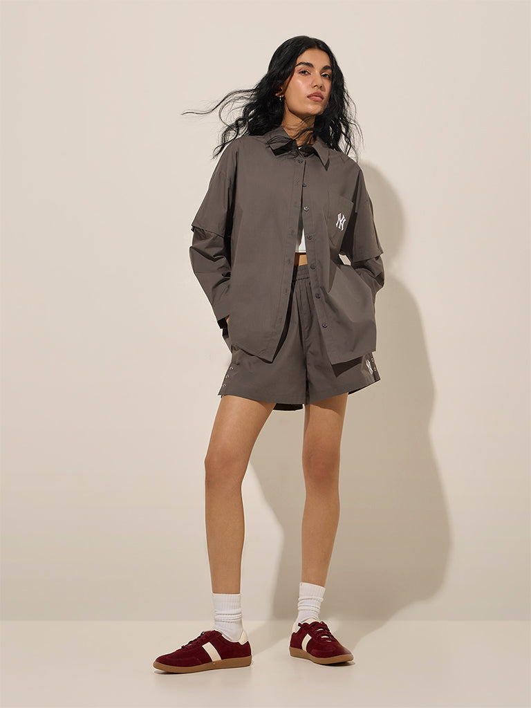 Nuon Grey Oversized Cotton Shirt - Image 3