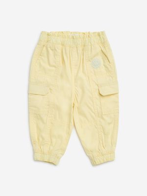 HOP Baby Yellow High-Rise Cotton Joggers
