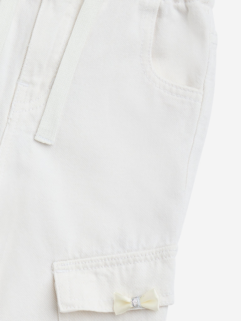 HOP Kids Off-White Cargo-Style Straight-Fit High-Rise Jeans - Image 3