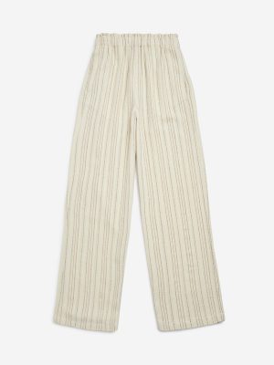 Y&F Kids Beige Striped Mid-Rise Cotton-Blend Pants