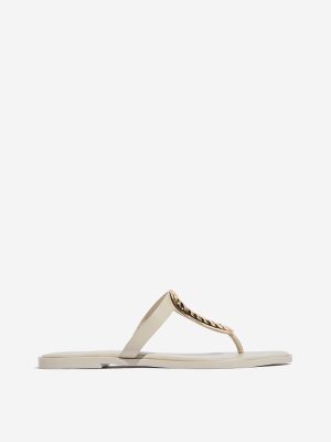 LUNA BLU Ivory Hardware-Detailed Thong-Strap Sandals