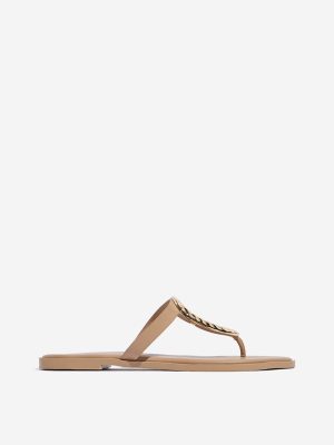 LUNA BLU Beige Hardware-Detailed Thong-Strap Sandals