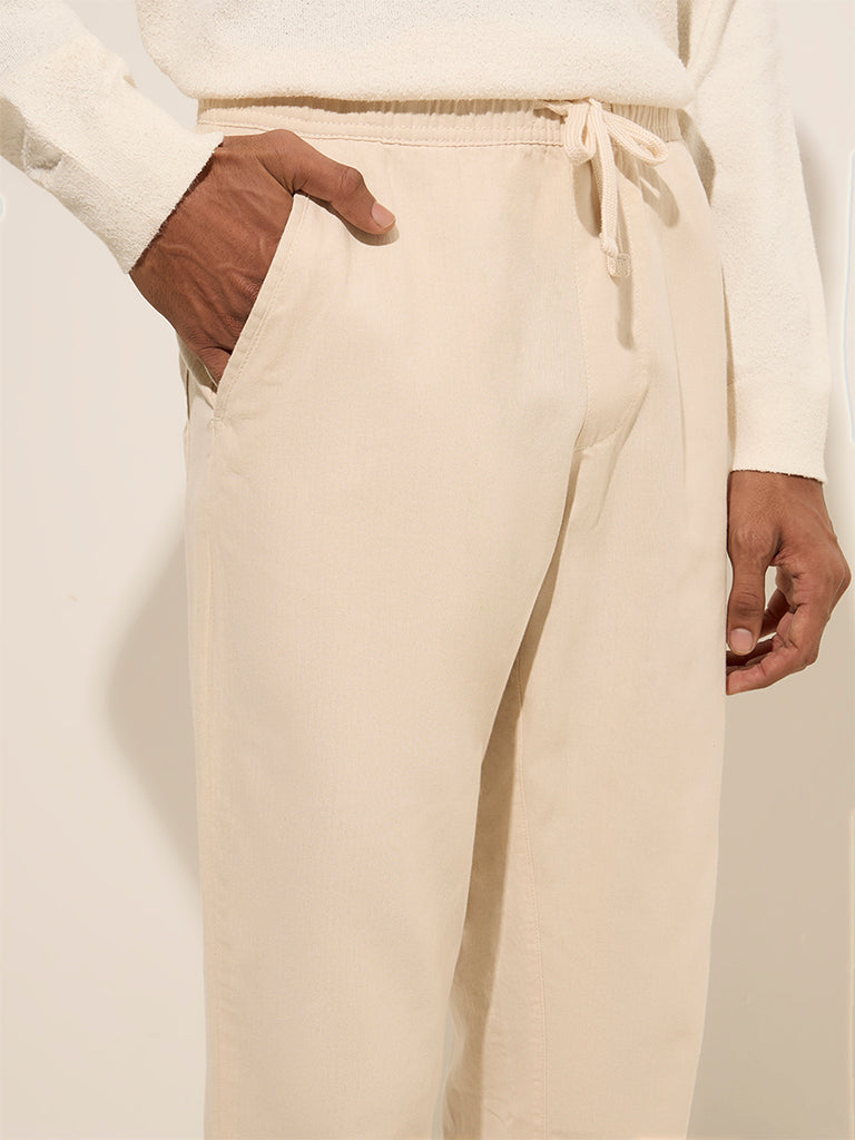 ETA Beige Mid-Rise Relaxed-Fit Cotton Chinos - Image 2