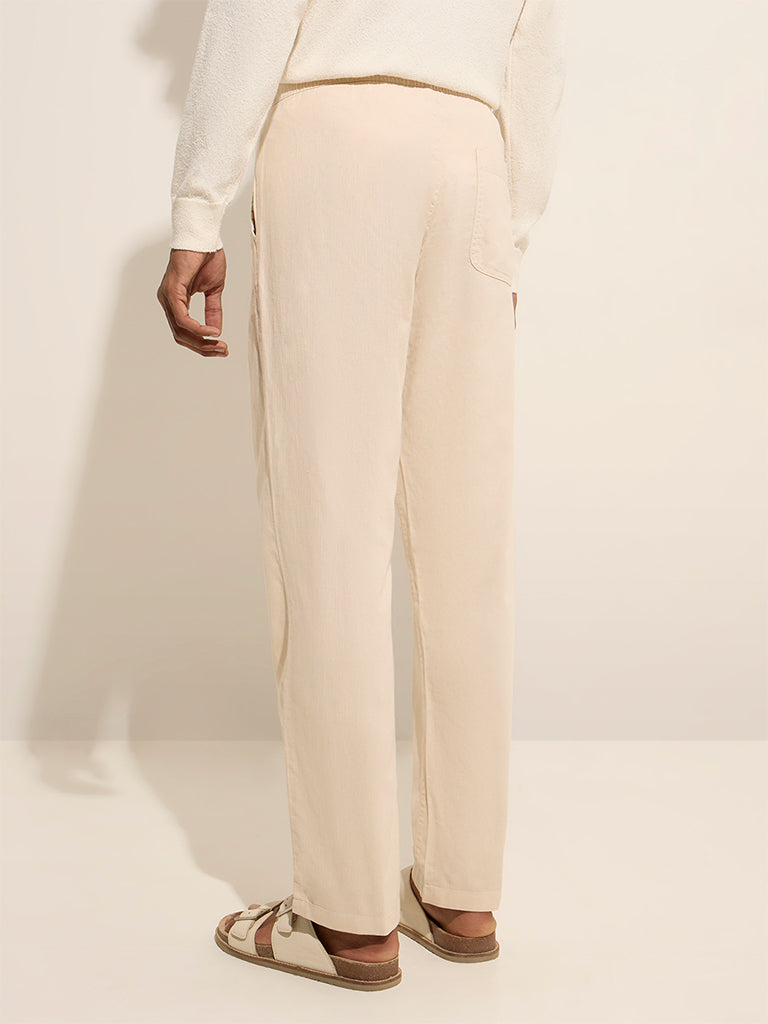 ETA Beige Mid-Rise Relaxed-Fit Cotton Chinos - Image 4